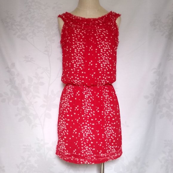 Max Studio Dresses & Skirts - Red mini dress w/ white bird print (M.S.S.P.)